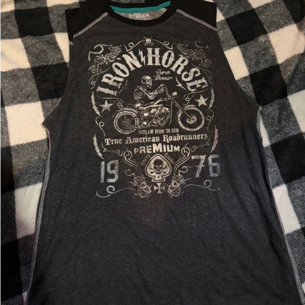 Helix Black Graphic Short Sleeve Tee with Motorcycle Print